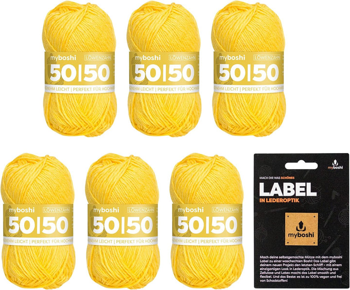 myboshi 50/50-Ganzjahres-Wolle, inkl. original myboshi Label in Lederoptik, für Oberbekleidung geeig