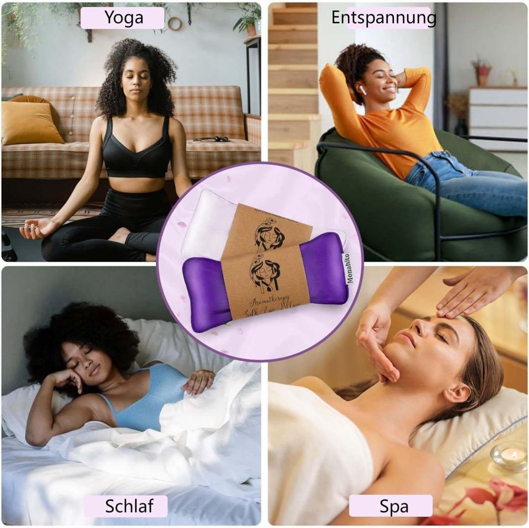 Hihealer Seiden Augenmaske 2er Set Lavendel Gewichtet, für Schlafen, Yoga, Spa, Meditation, Feucht-