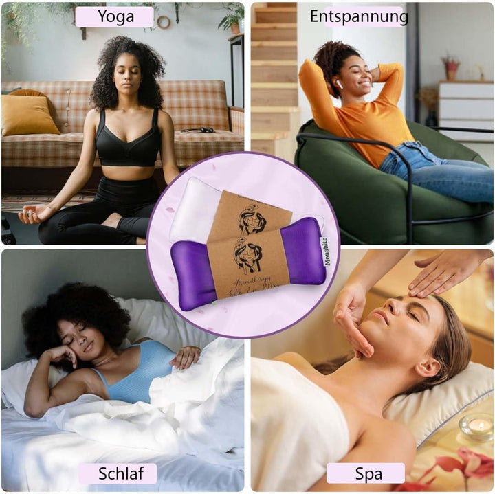 Hihealer Seiden Augenmaske 2er Set Lavendel Gewichtet, für Schlafen, Yoga, Spa, Meditation, Feucht-