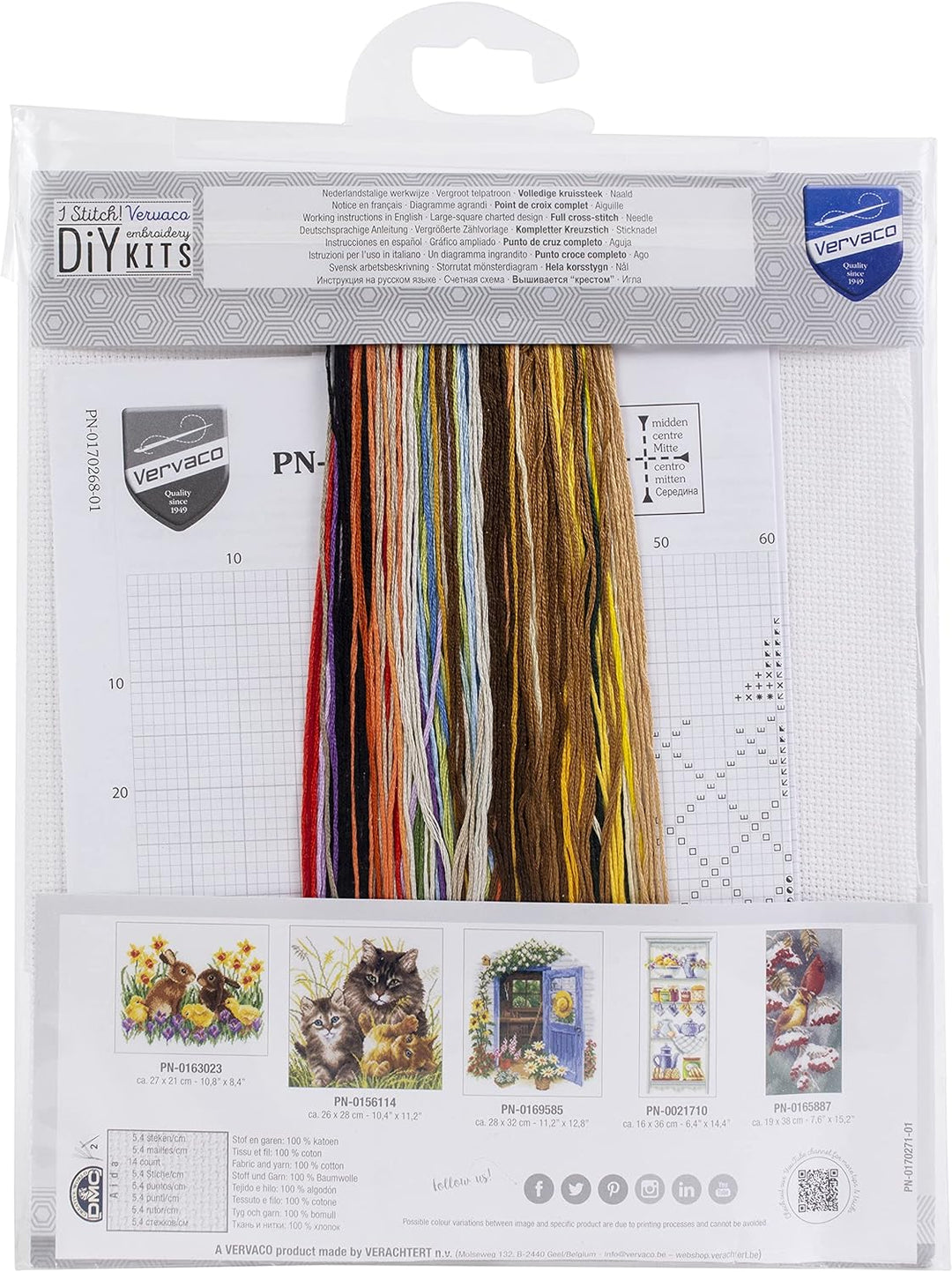 Vervaco PN-0170173 Kreuzstich Set Zählmuster, Baumwolle, Rooster And Chickens (14 Count), OSFA
