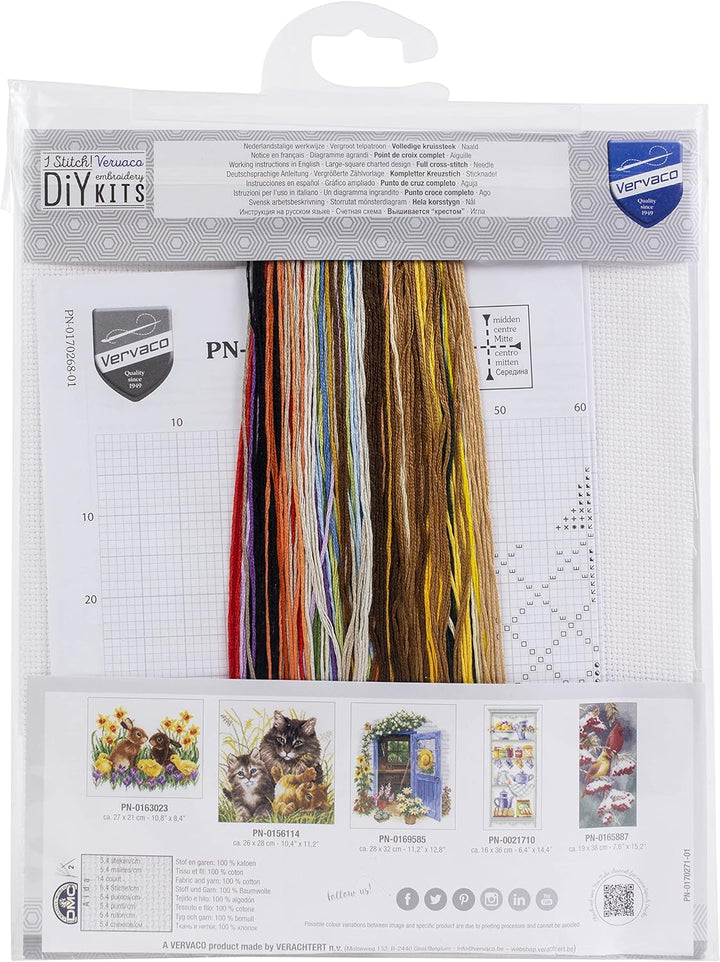 Vervaco PN-0170173 Kreuzstich Set Zählmuster, Baumwolle, Rooster And Chickens (14 Count), OSFA