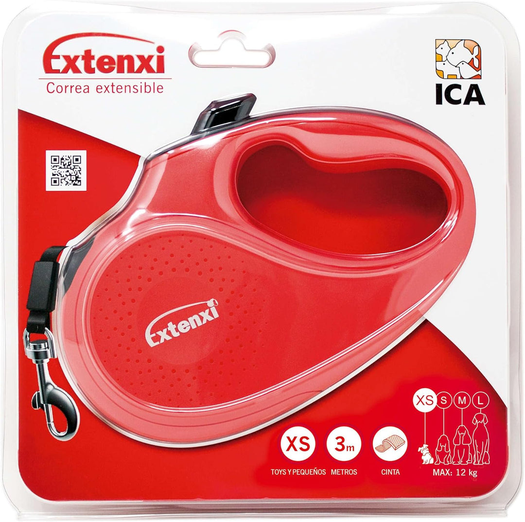 Extensi Hundeleine, einziehbar, bis 15 kg, Länge 5 m, Grösse S, ergonomischer und sicherer Griff rot