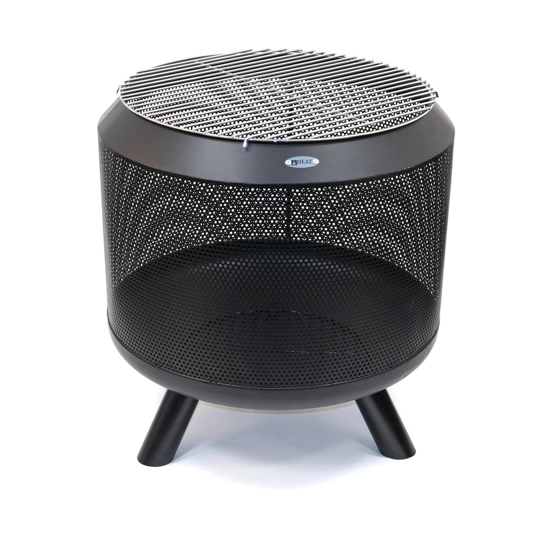 Feuertrommel mit Grill - Feuerkorb mit Grill – Feuerstelle mit Beinen für den Garten, inkl. Grillros