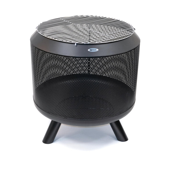Feuertrommel mit Grill - Feuerkorb mit Grill – Feuerstelle mit Beinen für den Garten, inkl. Grillros