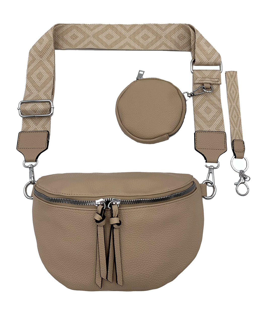 FASHION YOU WANT Crossbody Bag Damen Leder Breiter Gurt Handtasche Umhängetasche Moderne Taschen mit
