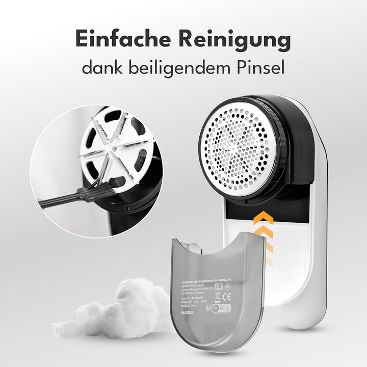 LEBENLANG Fusselrasierer Elektrisch 2000mAh - Inkl. LED Anzeige & Reinigungspinsel I Bis zu 2h Laufz