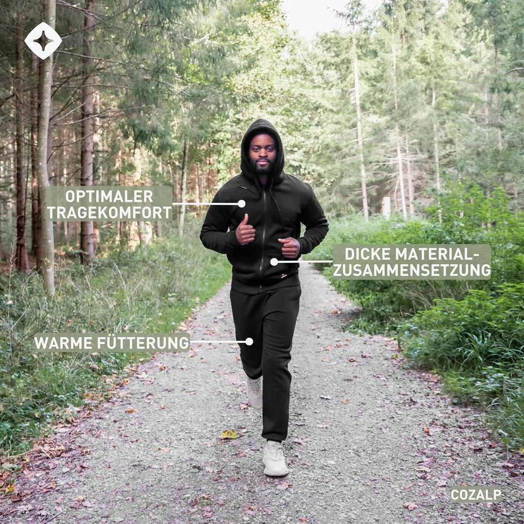 Höhenhorn Cozalp Herren Jogging Anzug Trainingsanzug Hausanzug L Schwarz, L Schwarz