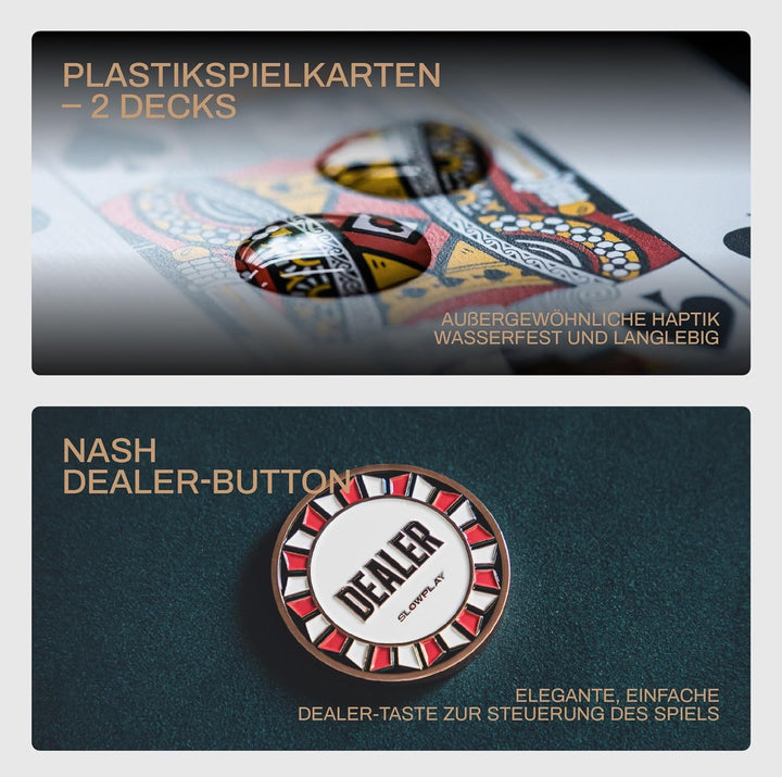 SLOWPLAY Nash Pokerset, 500 Poker Chips ohne Werte | Profi pokerchips aus Ton 14g | inkl. grosser po