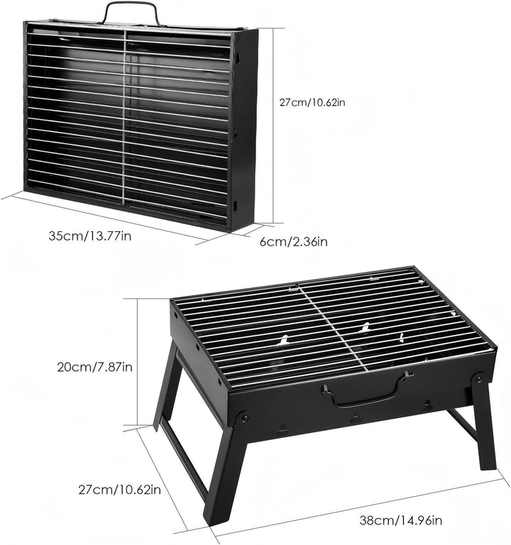 Faltbarer tragbarer Grill, Holzkohlegrill, Grill, Schreibtisch, Tischplatte, Outdoor, Edelstahl, Smo