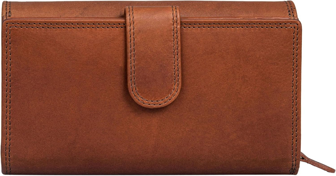 Benthill Damen Portemonnaie XXL mit RFID-Schutz | Echt-Leder Damen Geldbörse Gross | Grosse Vintage
