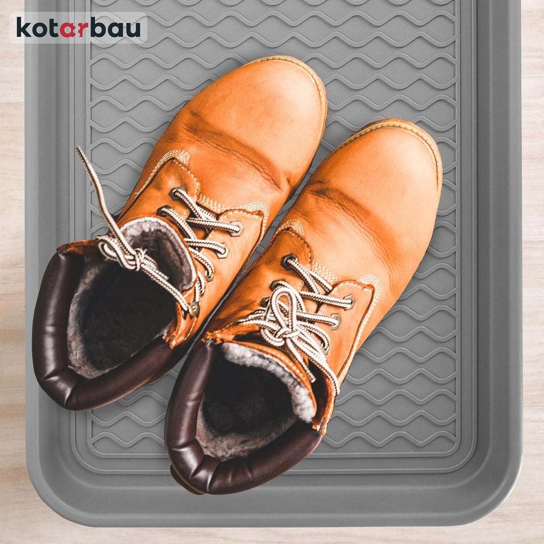 KOTARBAU® Schuhabtropfschale 38 x 76 cm Abtropfmatte Schuhe Grau Schuhmatte Abtropfmatte Kunststoff