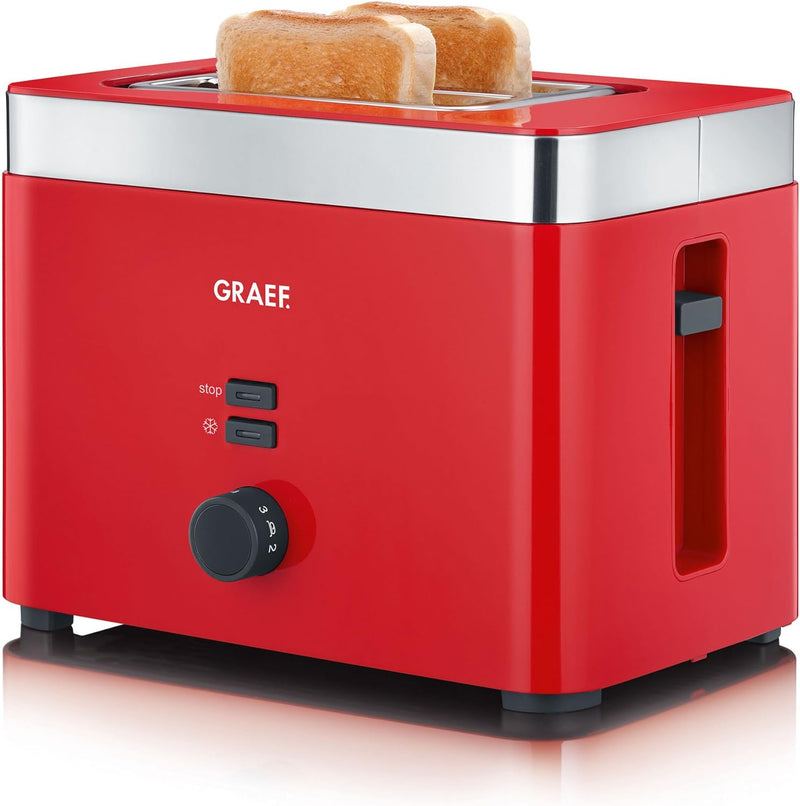 Graef TO63EU TO 63 2-Scheiben Toaster, Kunststoff, Rot, 27.3 x 17.8 x 19.5 cm Single, Single