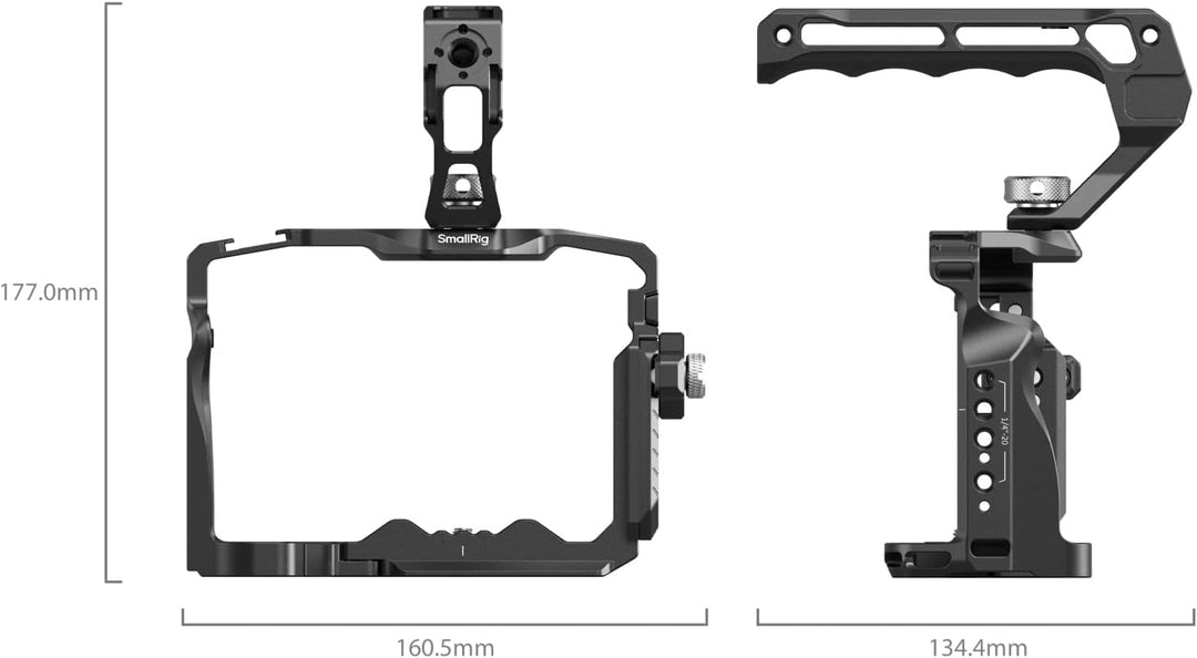 SMALLRIG A7 IV Käfig Cage mit oberem Griff und HDMI-Kabelklemme, Basis Kit für Sony Alpha 7 IV/Alpha