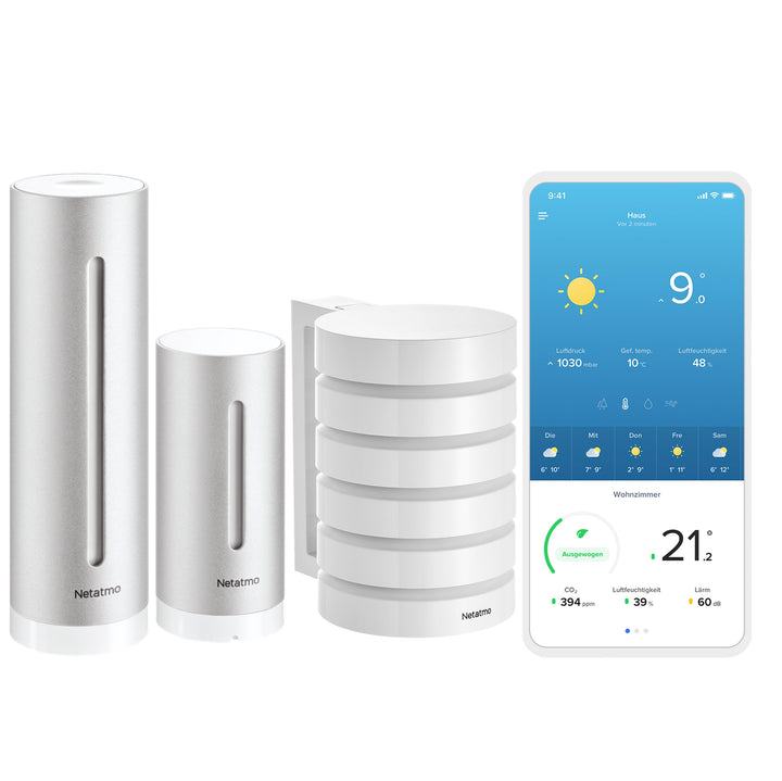 Netatmo Smarte Wetterstation mit Wandhalterung - WLAN & - Funktionelles Schutzgehäuse Für Die Smarte