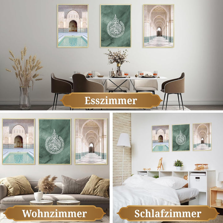 HAVA Artwork Hassan II. Mosque Poster Set, Islamische Poster, Islamische Bilder, Islamische Dekorati
