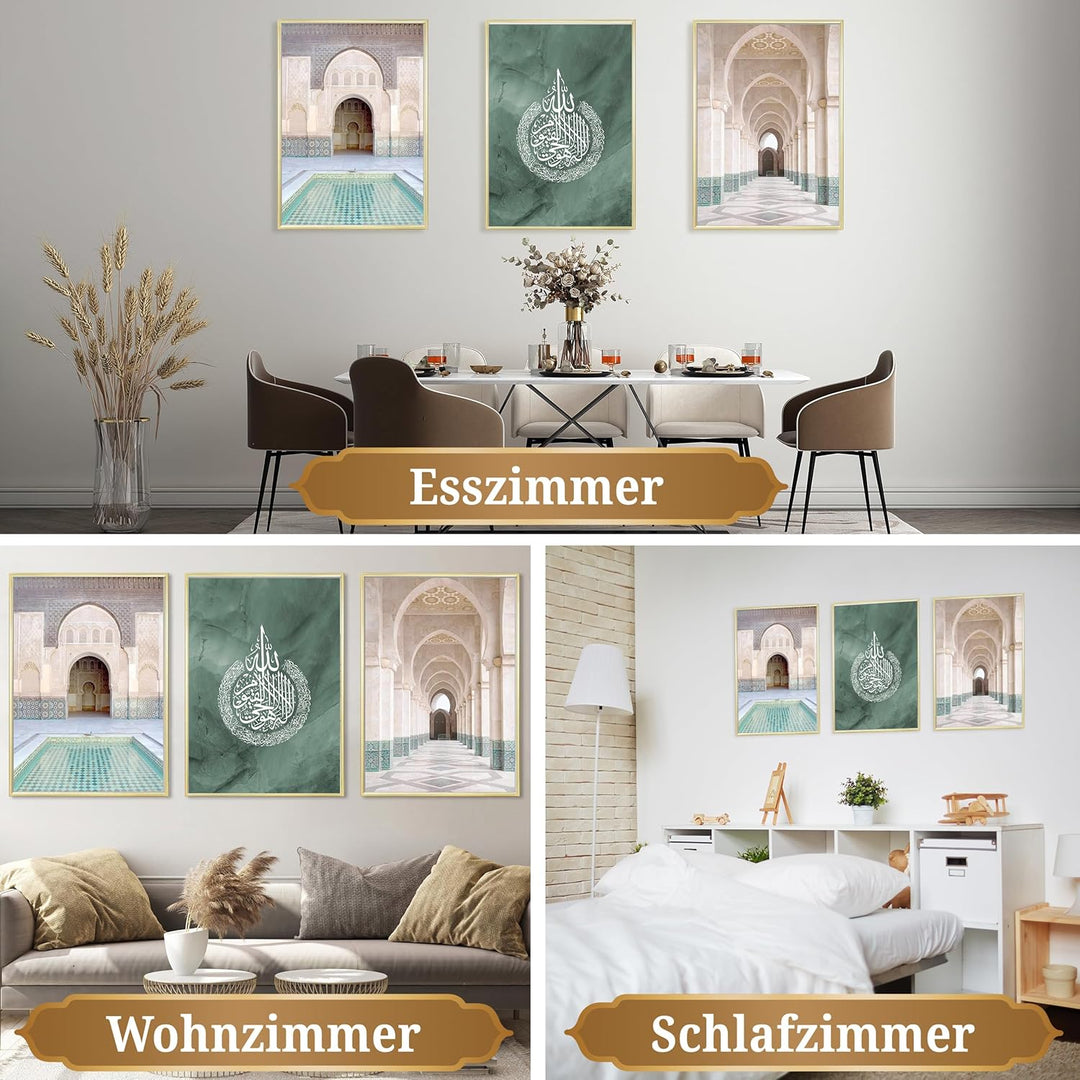 HAVA Artwork Hassan II. Mosque Poster Set, Islamische Poster, Islamische Bilder, Islamische Dekorati