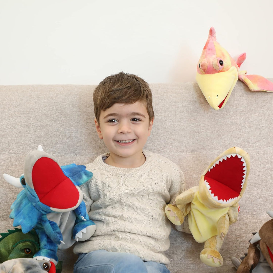 JUSTQUNSEEN Dinosaurier Handpuppen Dinosaurier Spielzeug, Dinosaurier Puppen für Kinder, Dinosaurier