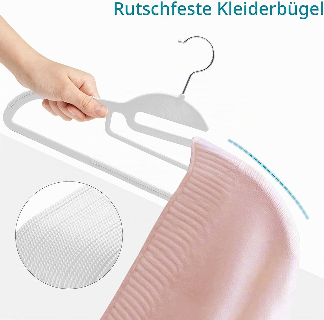 ABHENG Kleiderbügel Kunststoff, 20er-Pack Rutschfester Bügel mit U-förmiger Öffnung, Nass und Trocke