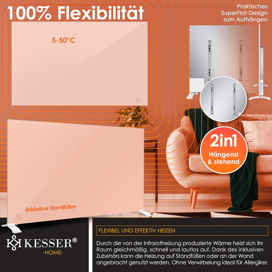 KESSER® Infrarotheizung 520W Aluminiumheizung Energiesparend 2in1 Standgerät &amp; Wandmontage Elektrohe