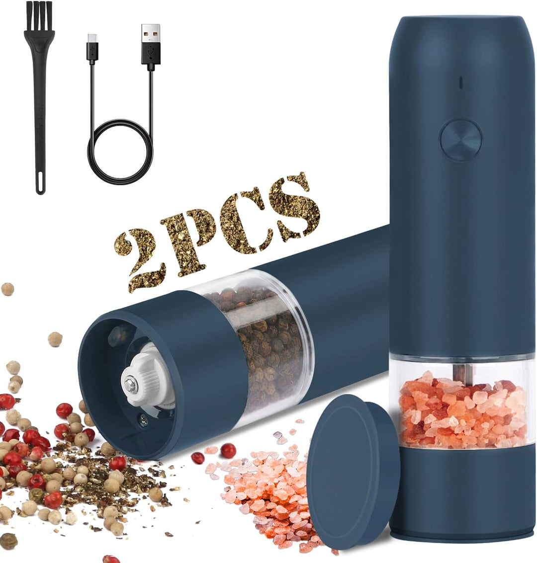 Pfeffermühle Elektrische Salz und Pfeffermühle USB Aufladbare 2er Set Gewürzmühle mit Einstellbar Ke