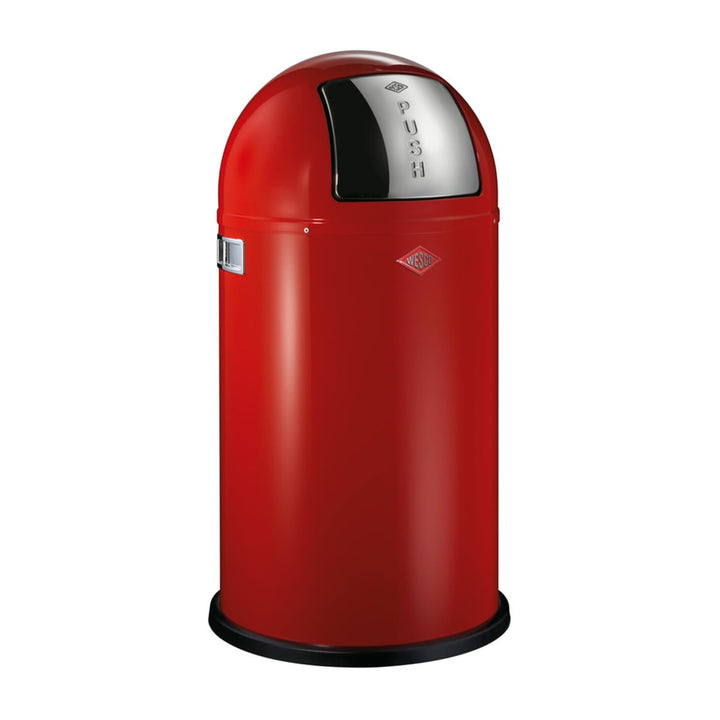 Wesco Pushboy Mülleimer in der Farbe rot, pulverbeschichtetes Stahlblech, 50 Liter Volumen, grosse E