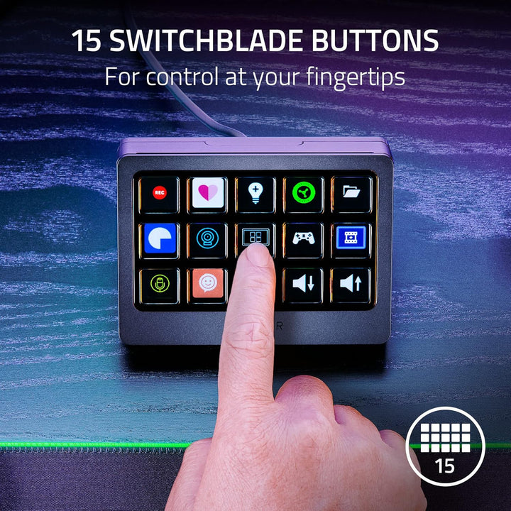 Razer Stream Controller X - All-in-One-Controller für Streaming (15 Switchblade-Tasten, Multi-Link-M