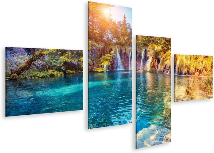 islandburner Bild auf Leinwand Plitvicer Seen Nationalpark Majestätische Aussicht Türkisfarbenes Was