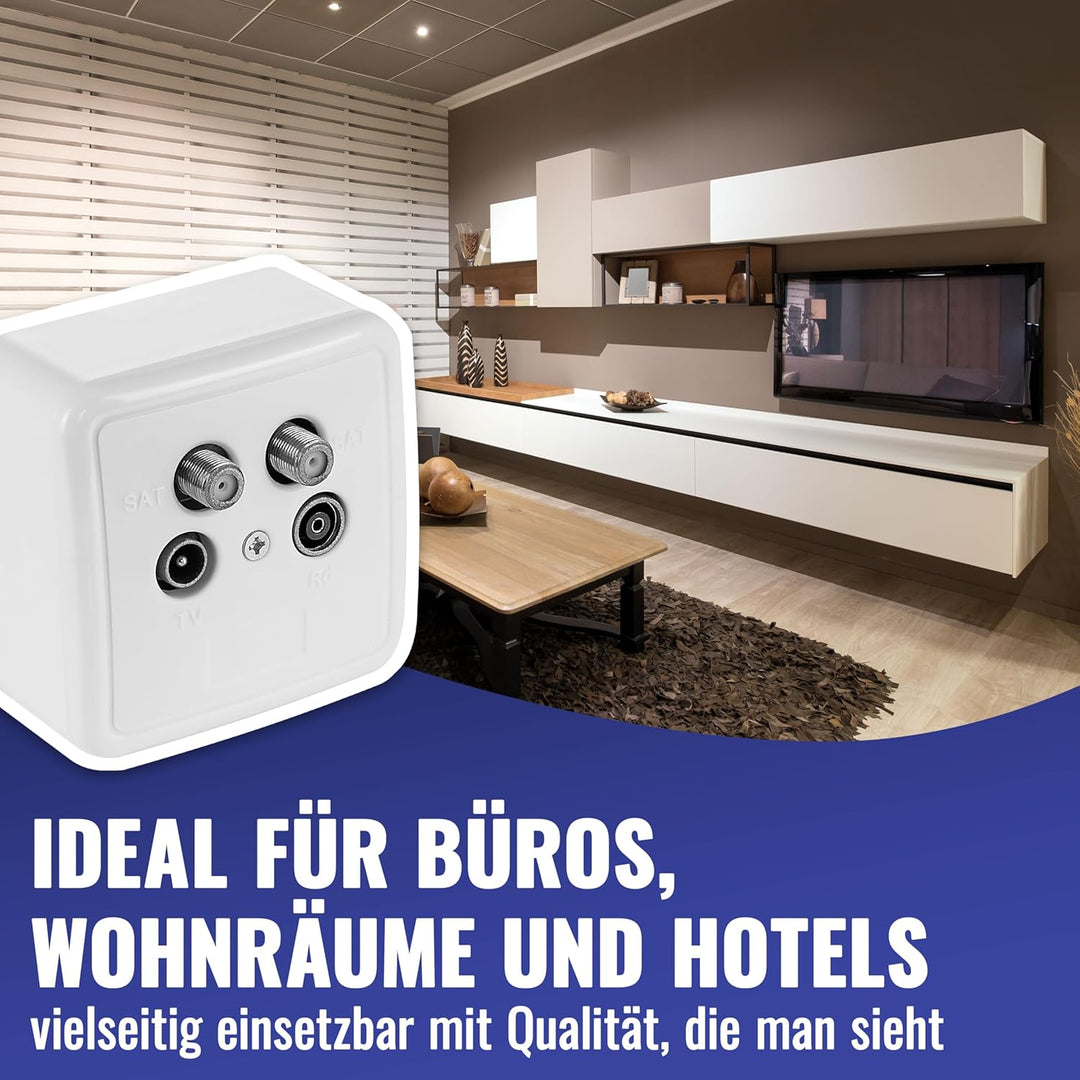 Poppstar 7x SAT Dose (4-Loch Antennendose), Enddose für SAT, TV und Kabel Anschluss (digital/analog)