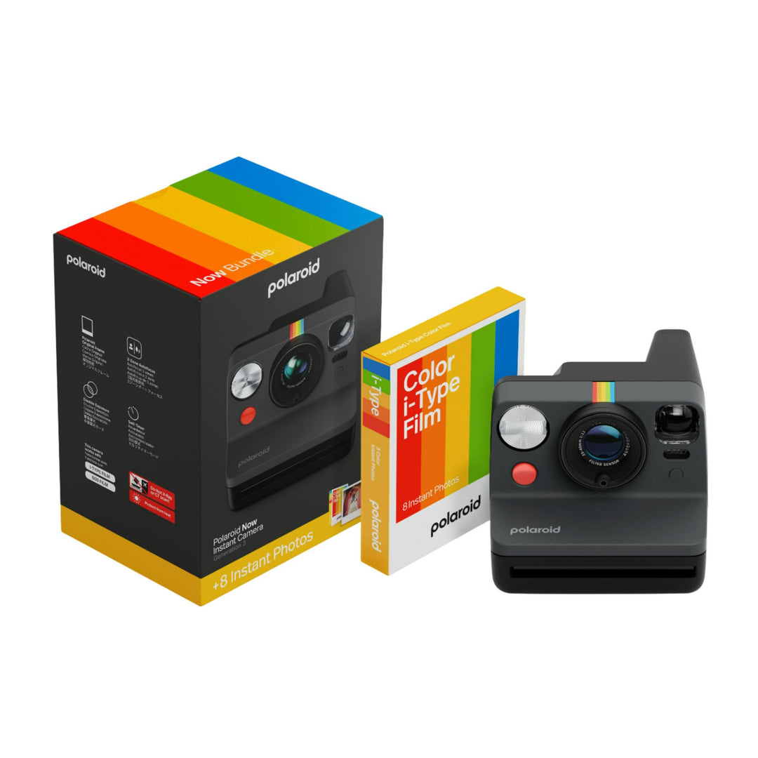 Polaroid Now Gen 3 Sofortbildkamera schwarz + Color Film Pack (8 Photos)