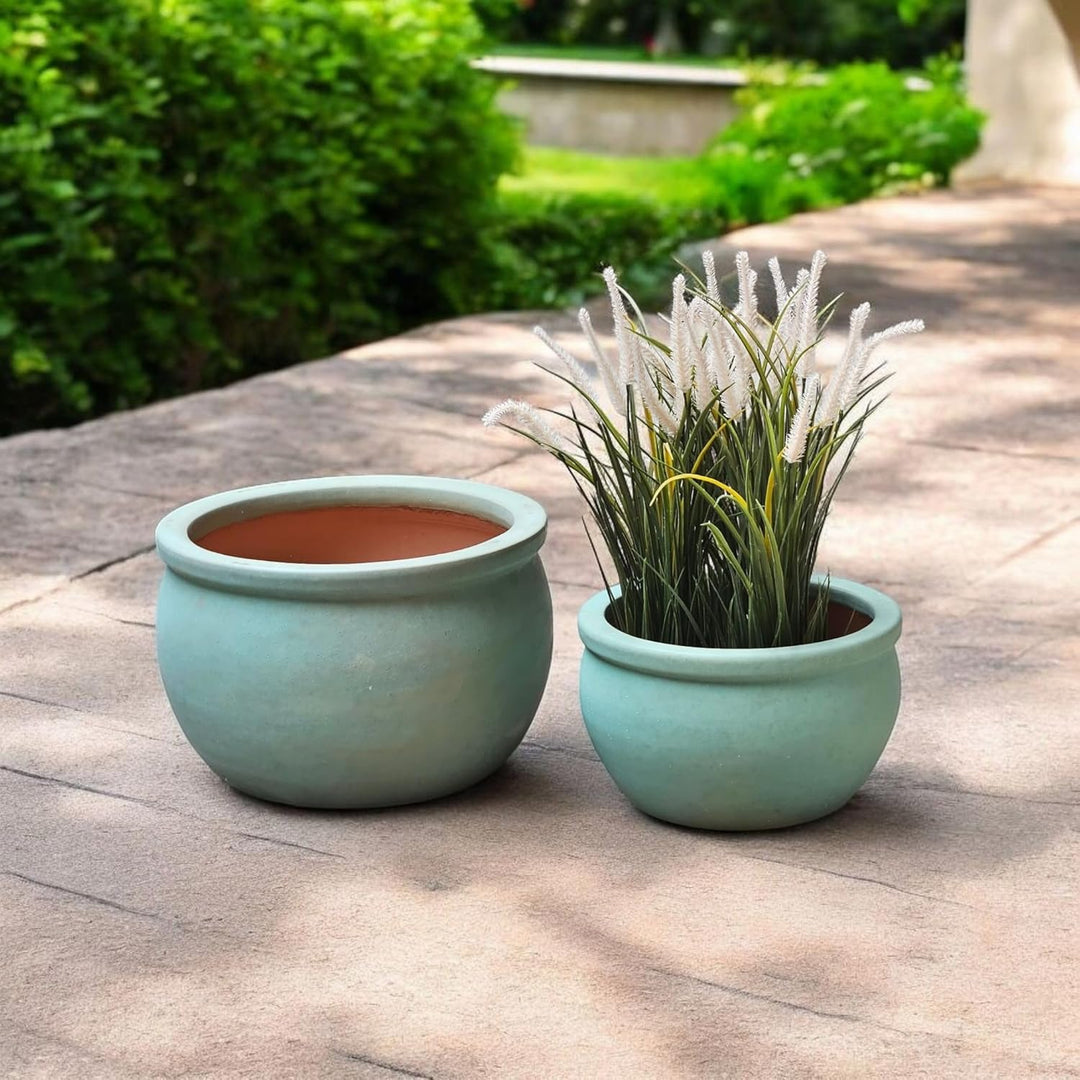 Teramico Blumentopf Pflanzgefäss Übertopf Modell Bavaria Grün Blau Verschiedene Grössen - absolut fr