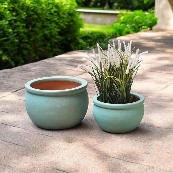 Teramico Blumentopf Pflanzgefäss Übertopf Modell Bavaria Grün Blau Verschiedene Grössen - absolut fr