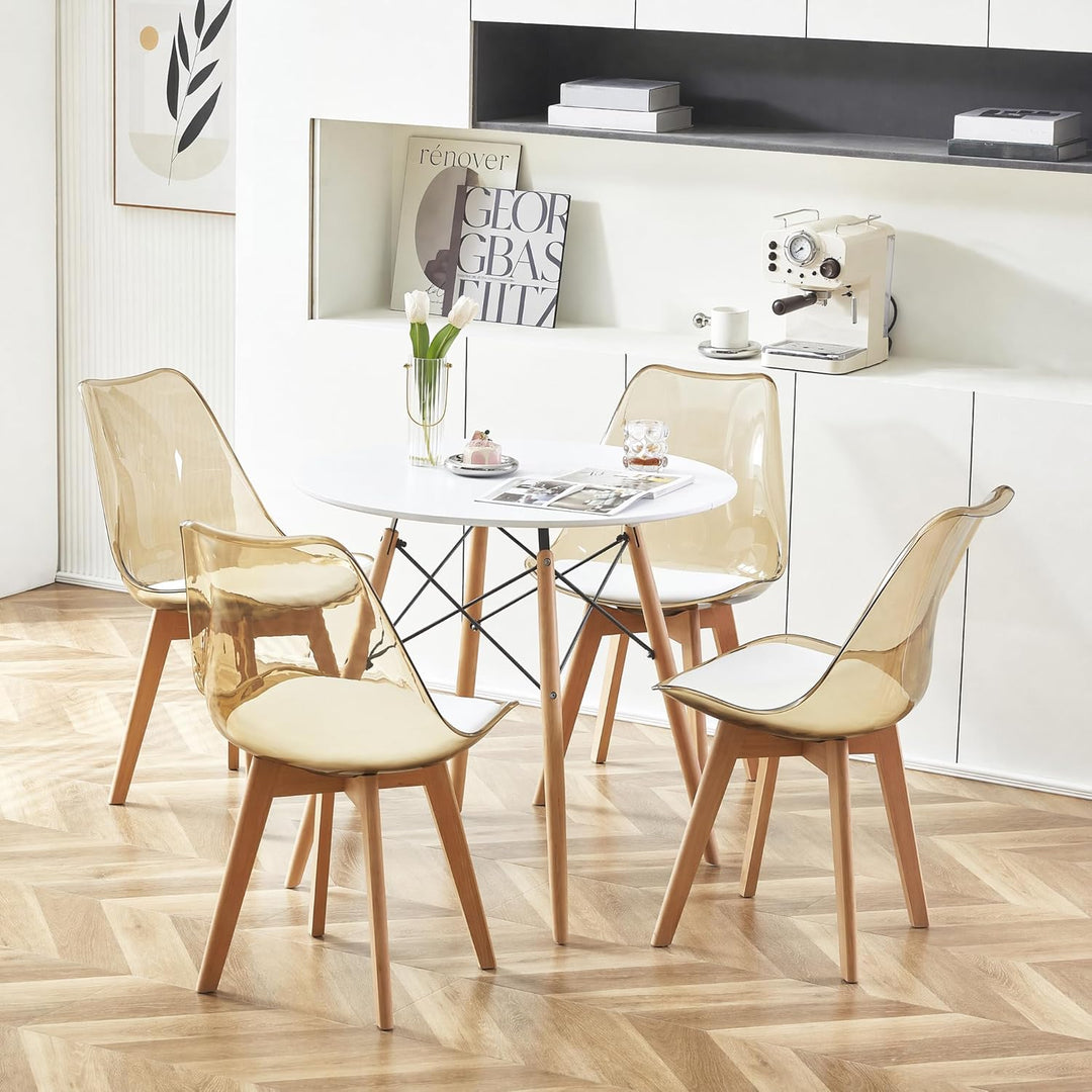 H.J WeDoo 2er Set Braun Transparente Esszimmerstühle im Skandinavischen Stil, 2 Küchenstühle Massive