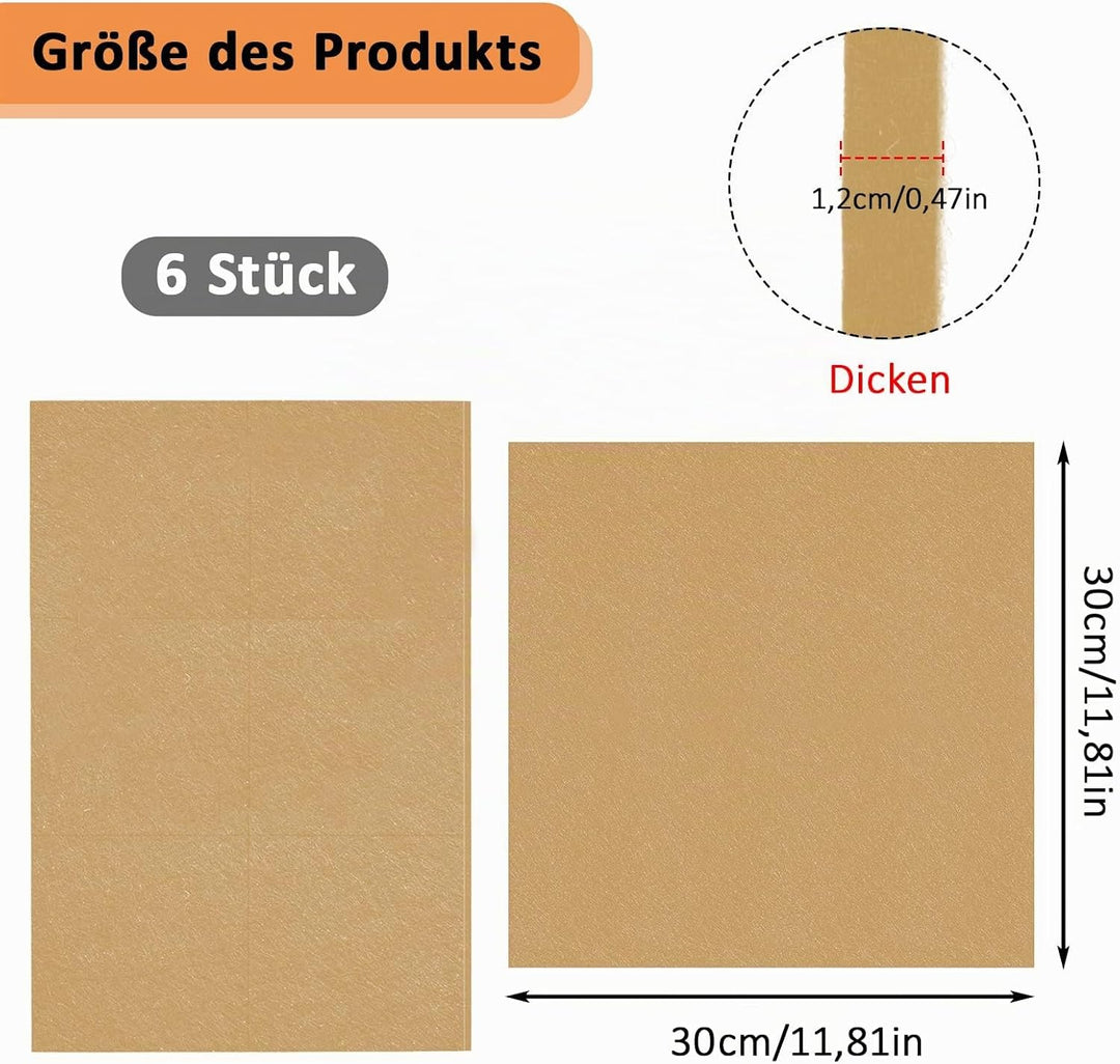Dartboard Wandschutz, 6 Stück Filz Dartboard Wandschutz, 30x30x1,2cm, Selbstklebende Dartscheiben Um