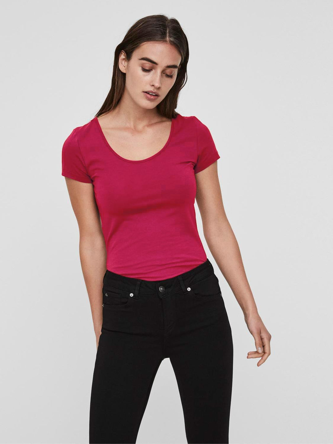 VERO MODA Damen Vmmaxi My Ss Soft U-Neck Noos T-Shirt, 3er Pack (Bright Rose, Wild Lime, Dusty Aqua)