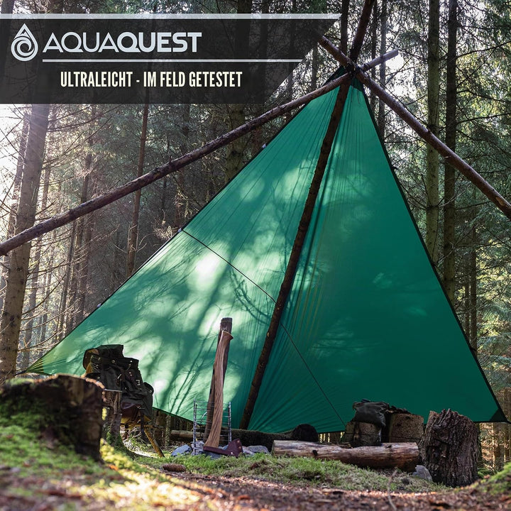 AQUAQUEST Guide wasserdichte Campingplane - Ultraleichter Biwak-Unterschlupf oder Regenschutz - Wand