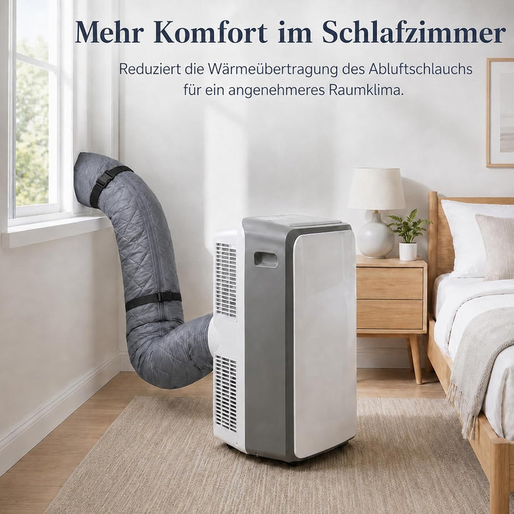 2er Set Mobiles Klimaanlagen Schlauchschutz Hülle mit Reissverschluss &amp; 4 Schnallen, 149x58.5 cm Gra