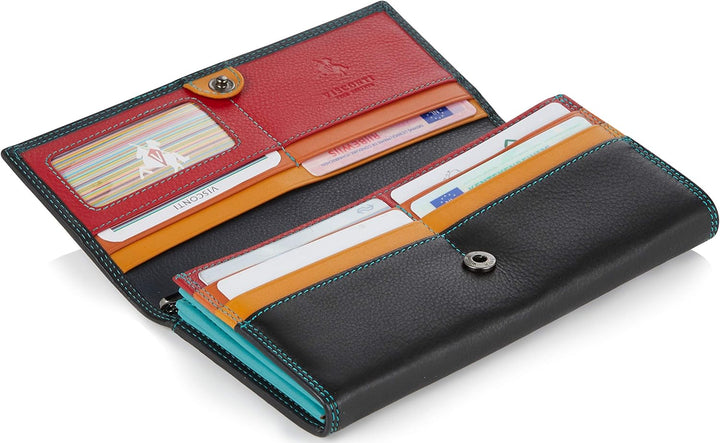VISCONTI ® Leder Portemonnaie Damen RFID Schutz Geldbeutel Damen Geldbörse Bifold Mehrfarbig Portmon