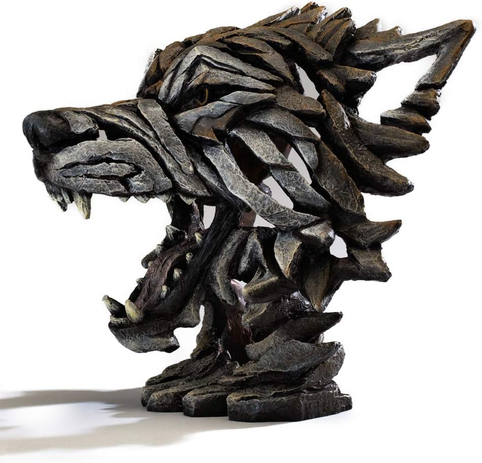 Enesco Edge Sculpture Wolf Face Snarling Bust Figur, 34 cm, Grau und Weiss