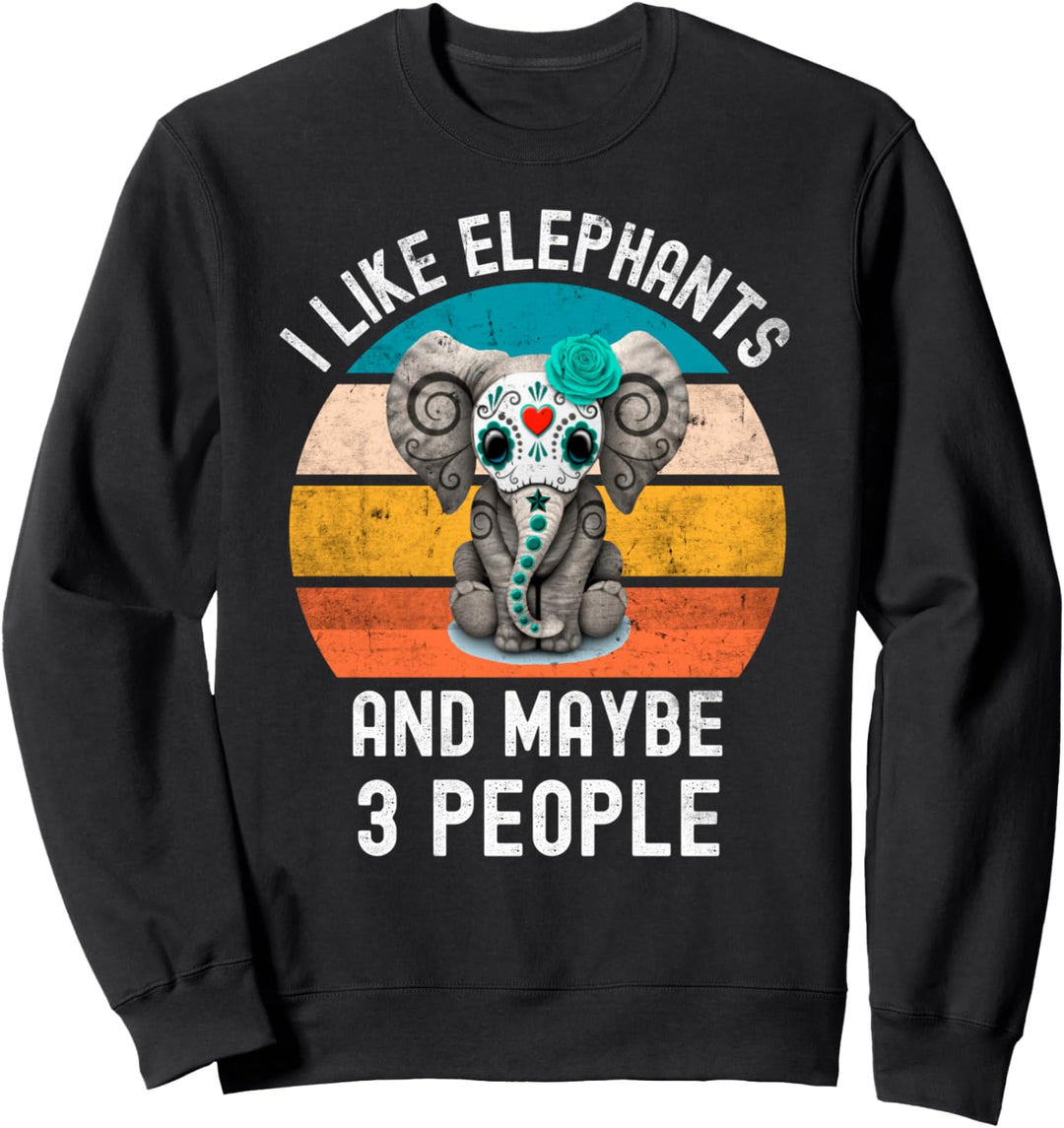 Ich mag Elefanten und vielleicht 3 Personen Vintage Retro Sweatshirt