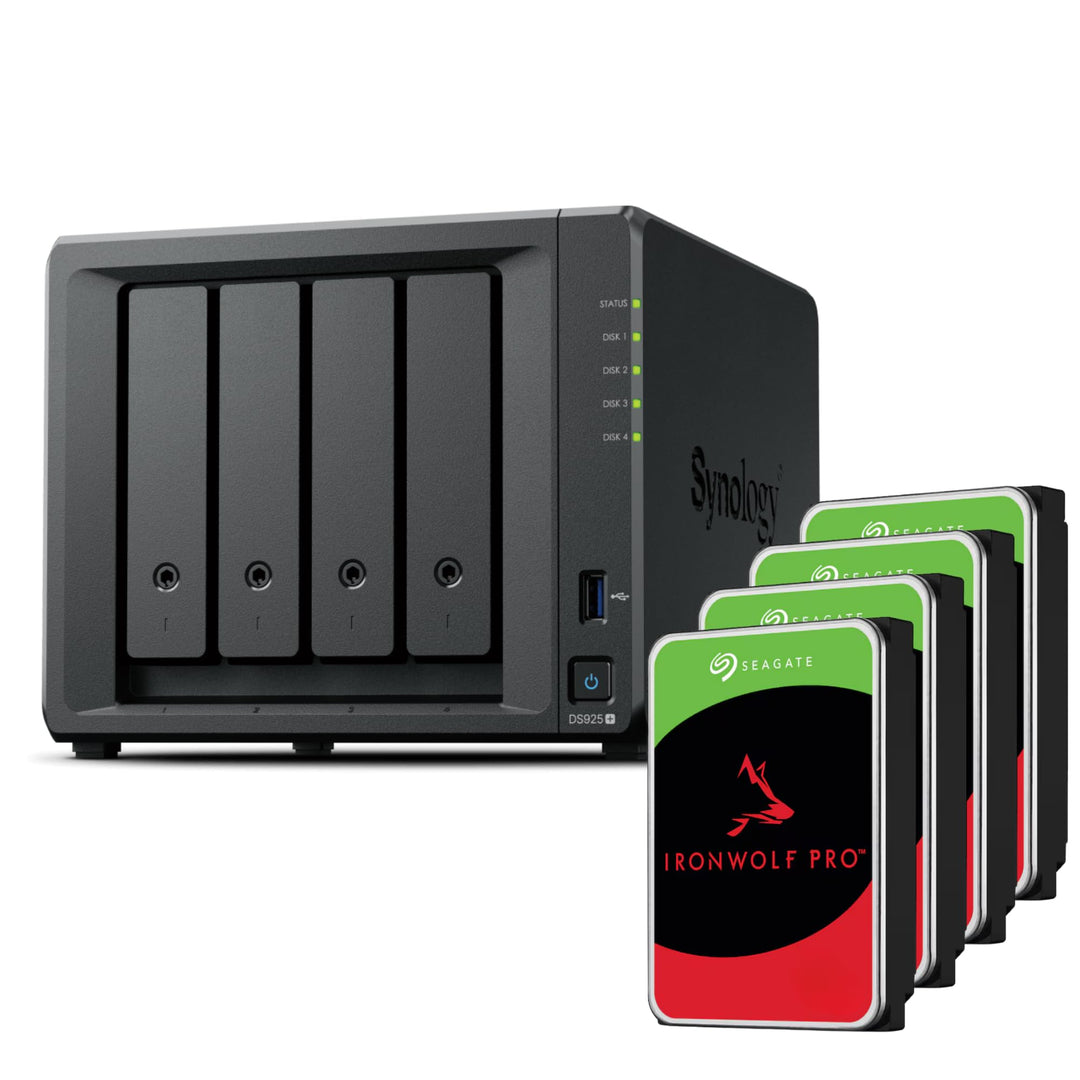 Synology DS925+ Bundle 16TB Seagate (4X 4TB Seagate IronWolf Pro) 4Bay Desktop NAS, 2.5GbE-Ports, 4G