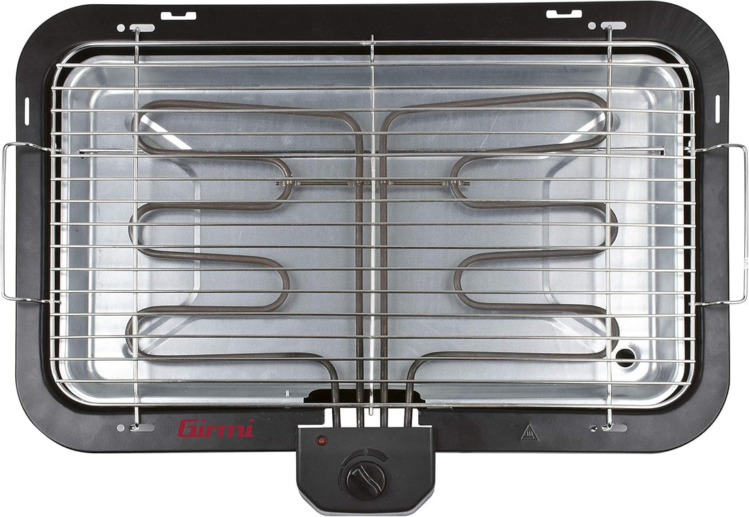 Girmi BQ2100 Grill mit Stand, 2200 W, grosse Kochfläche 51 x 30 cm, Edelstahl, 51 x 30 cm, Schwarz