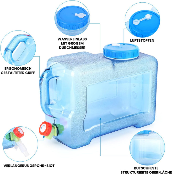 Umikk 5L~22L Camping Wasserkanister, Wasserbehälter mit Hahn, Tragbarer Trinkwasserkanister, Wassert