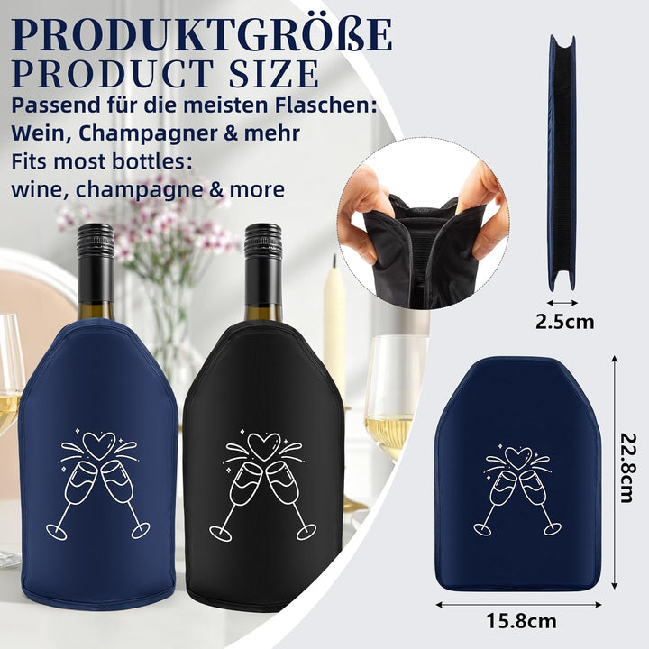 2 Stück Weinkühler Manschette Isolierend, Kühlmanschette Wein Flexibel, Waschbar Flaschenkühler für