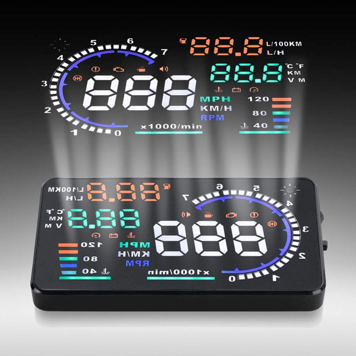 Qiilu A8 5.5 Zoll OBD II Auto HUD Head Up Display Auto Windshied Reflektierende Bildschirm Geschwind