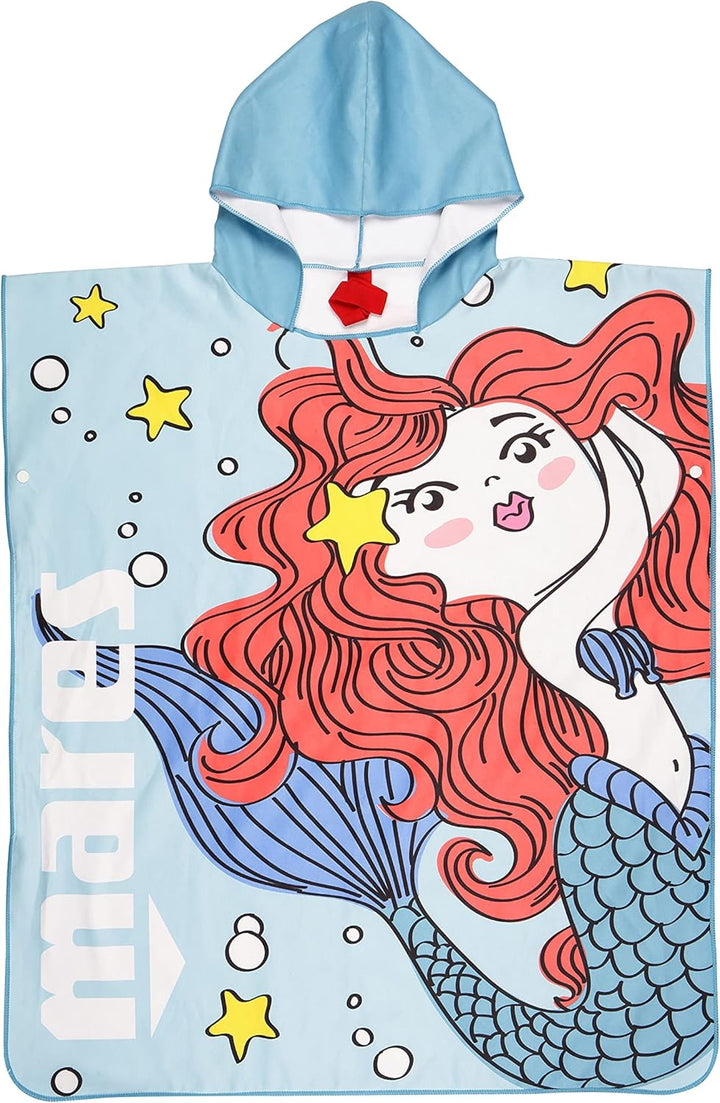 Mares Seaside Poncho Junior, Polyester-Mikrofaser Bademantel Badeponcho Strandtuch Kinder, Meerjungf