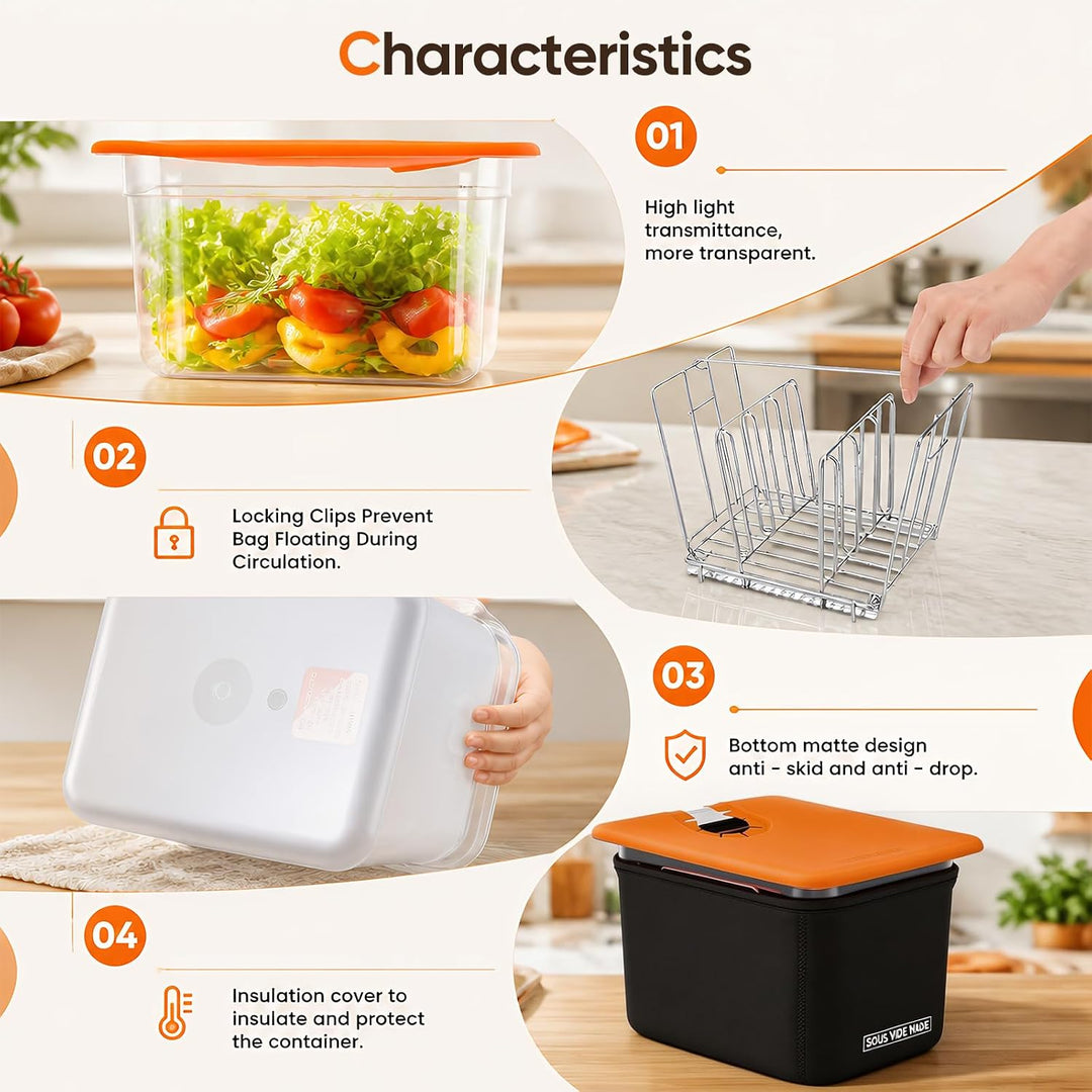 Sous Vide Behälter 12L Sous Vide Container mit Deckel BPA-frei | Sous Vide Set mit Thermohülle und R