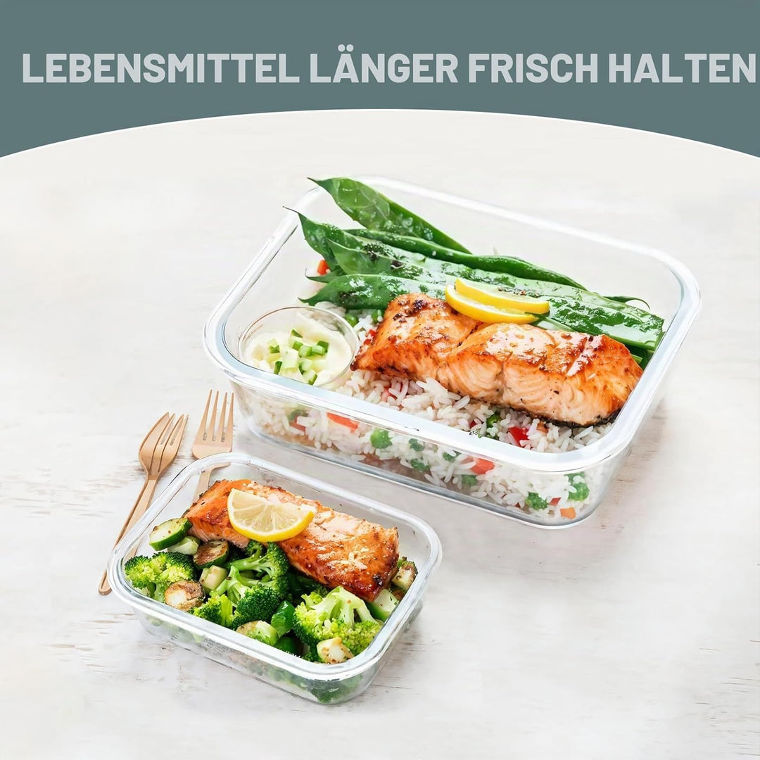 KOMUEE 10 Stück Glasbehälter mit Deckel, Luftdichte Glas Frischhaltedosen Set für Meal prep, BPA-fre