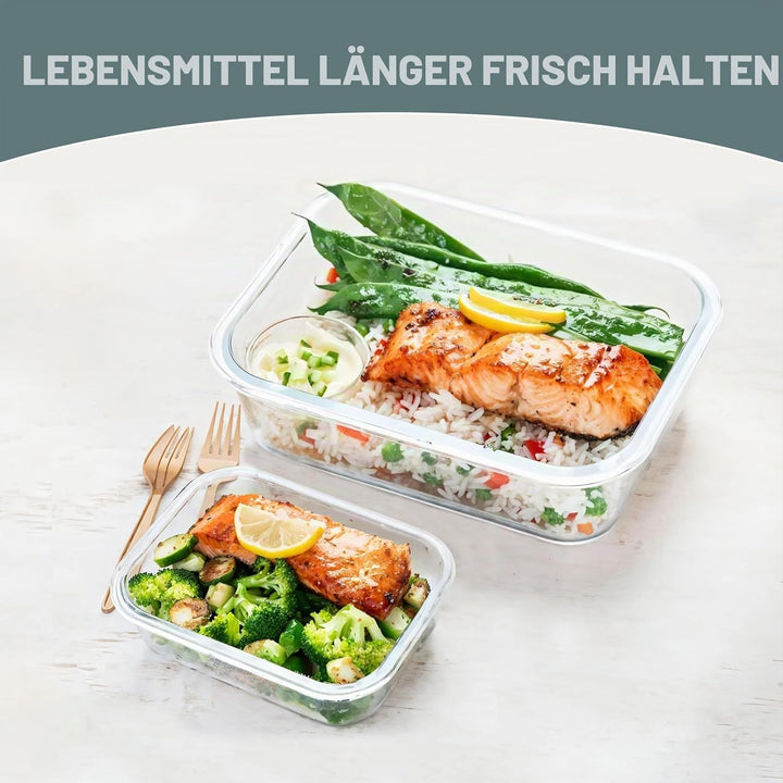 KOMUEE 10 Stück Glasbehälter mit Deckel, Luftdichte Glas Frischhaltedosen Set für Meal prep, BPA-fre