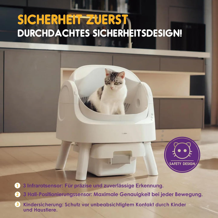 PetPivot Selbstreinigende Katzentoilette mit Offenem Design, Automatische und Manuelle Modi, Soforti