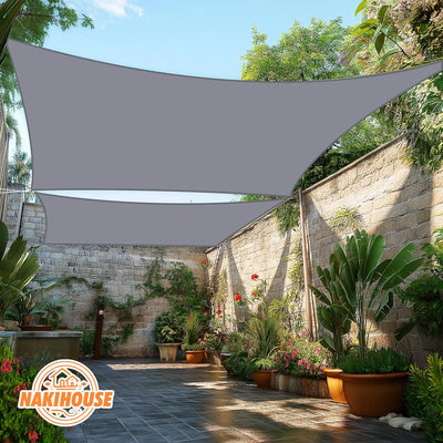NAKIHOUSE Sonnensegel Wasserdicht mit Befestigungs Kit, 2 x 3 m UV Schutz Sonnenschutz Segel für Gar